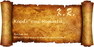 Kopácsy Romuald névjegykártya
